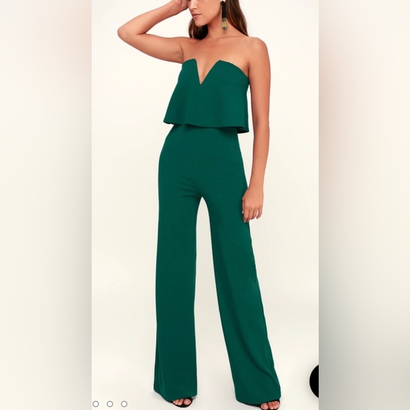 Lulus Pants - NWT Lulus Strapless Power Romper Forest Green Size Small fits up to M